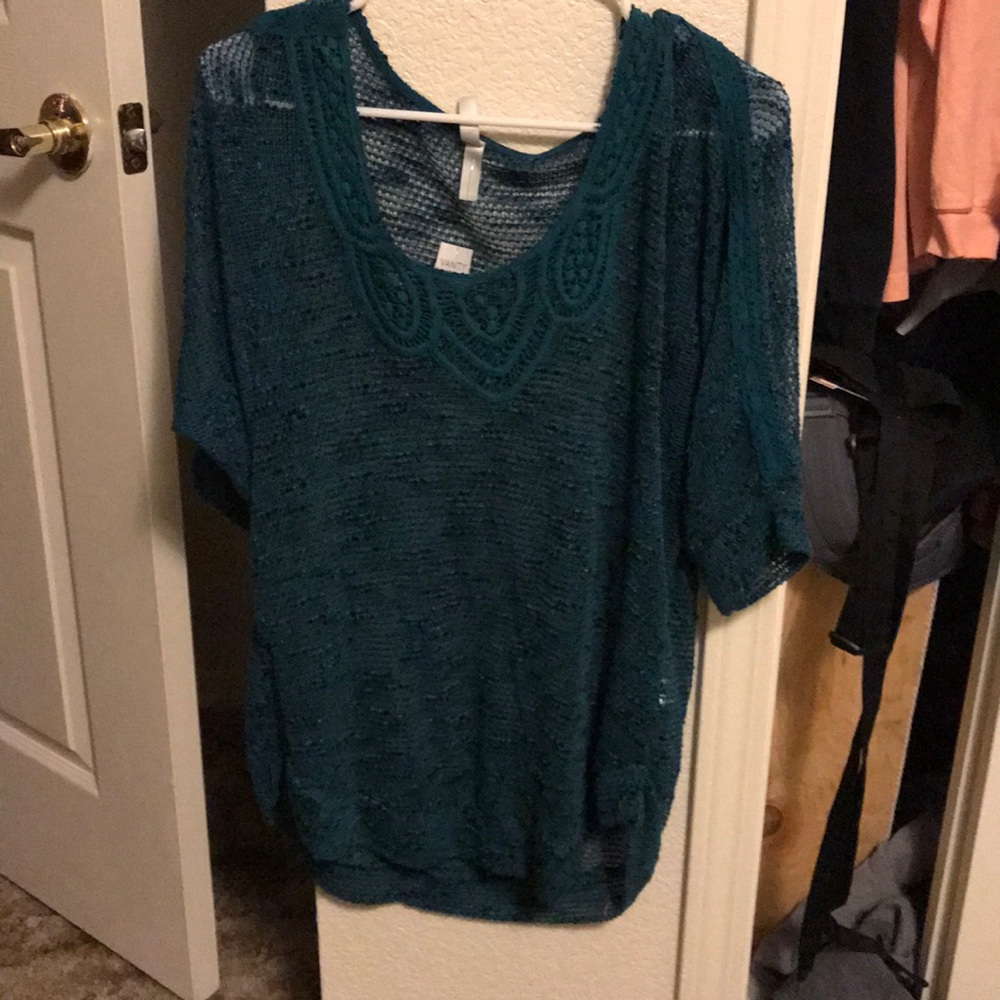 Blue knit blouse